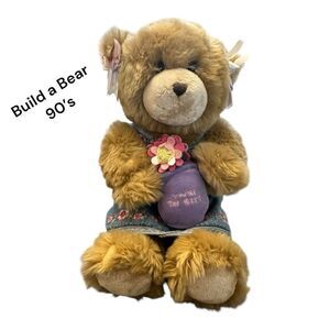 Build-A-Bear Brown Teddy with Purple flower  Outfit